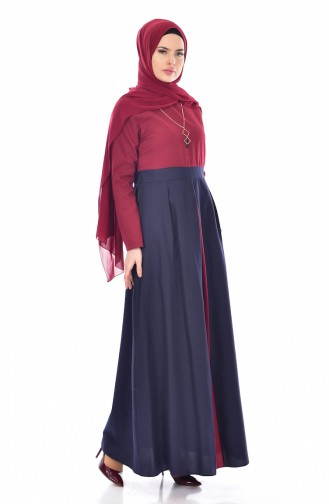 Robe Garnie avec Collier 2265-10 Bordeaux 2265-10