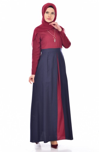 Robe Garnie avec Collier 2265-10 Bordeaux 2265-10