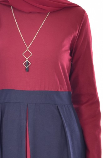 Robe Garnie avec Collier 2265-10 Bordeaux 2265-10