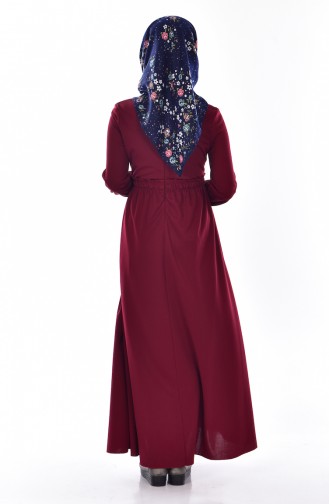 Claret Red Hijab Dress 8017-08