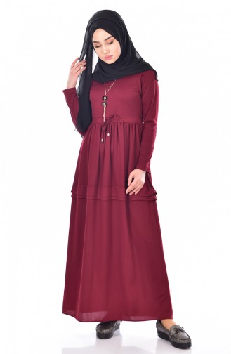 Claret Red Hijab Dress 1081-06