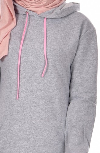 Hooded Sportswear Suit 18039-06 Gray Pink 18039-06