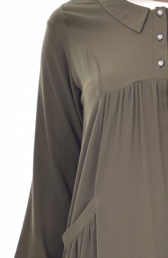 Gömlek Yaka Elbise 4009-03 Haki