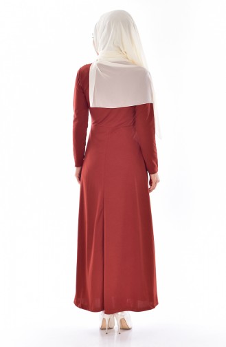 Brick Red Hijab Dress 7662-10