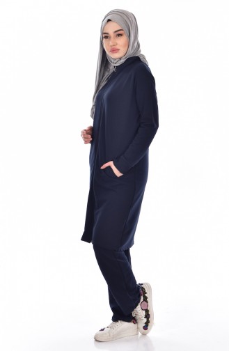 Zippered Tracksuit Suit 18011-02 Navy 18011-02