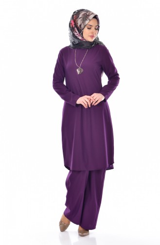 Tunik Pantolon İkili Takım 9013-03 Mor