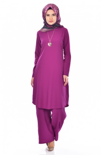 Tunik Pantolon İkili Takım 9013-04 Mürdüm