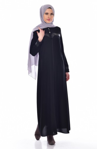 Abaya mit Reißverschluss 0523A-01 Schwarz 0523A-01