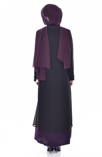 Chiffon Abaya 0515-01 Schwarz Lila 0515-01