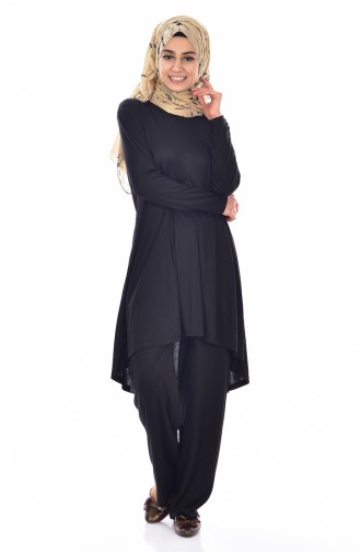Ensemble Deux Pieces Tunique Pantalon 3449-01 Noir 3449-01