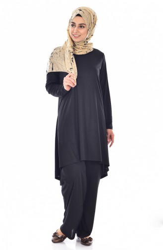 Ensemble Deux Pieces Tunique Pantalon 3449-01 Noir 3449-01