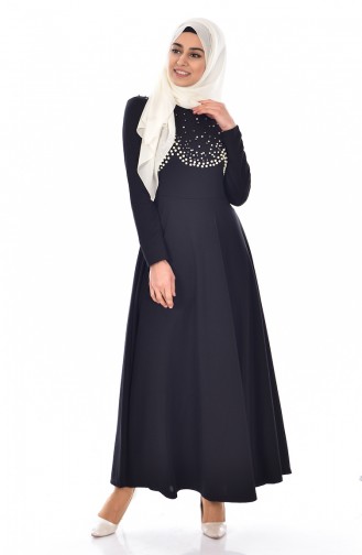 Black Hijab Dress 7662-02