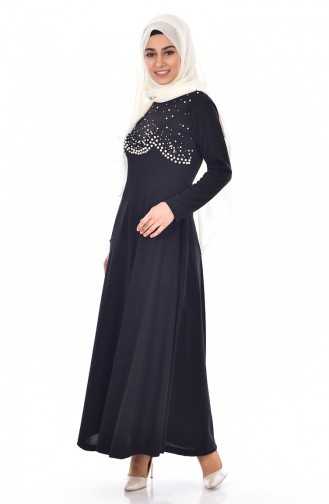 Black Hijab Dress 7662-02