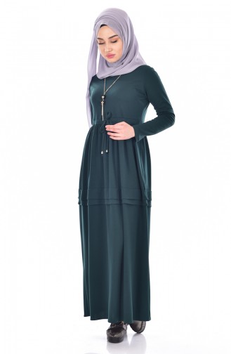 Emerald Green Hijab Dress 1081-03