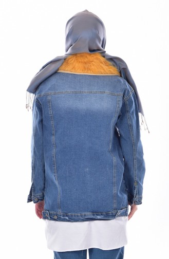 Jeans Jacke mit Pelzen 41006A-01 Blau Senf 41006A-01