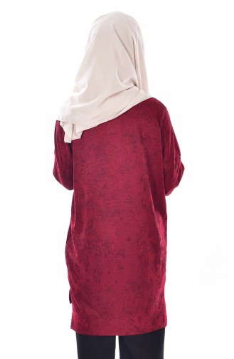 Jakarlı Asimetrik Tunik 50127-04 Bordo