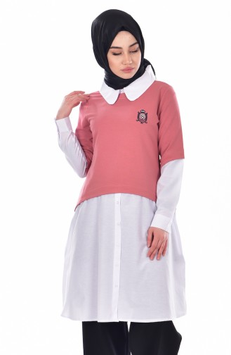 Yakalı Tunik 8064-03 Gül Kurusu