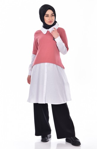 Yakalı Tunik 8064-03 Gül Kurusu