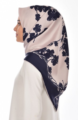 Patterned Scarf 503162-20 Navy Blue 20