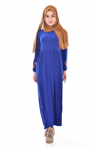 Saks-Blau Hijab Kleider 1016-03