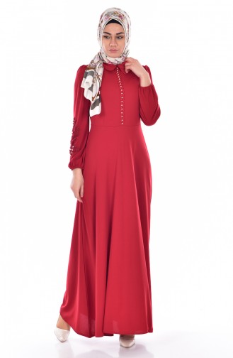 Claret Red Hijab Dress 4214A-02