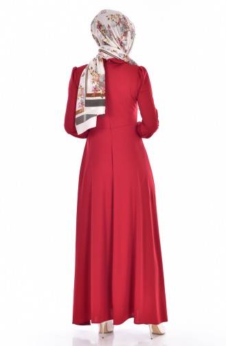 Besticktes Kleid mit Spitzen 4214A-02 Weinrot 4214A-02