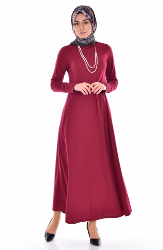 Claret Red Hijab Dress 5104-03