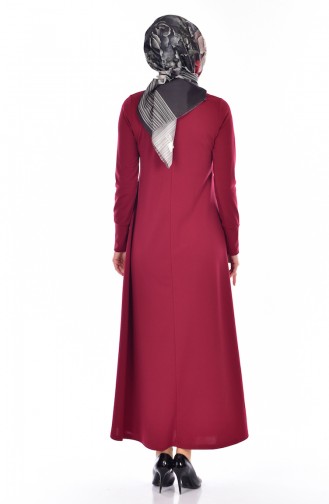 Claret Red Hijab Dress 5104-03