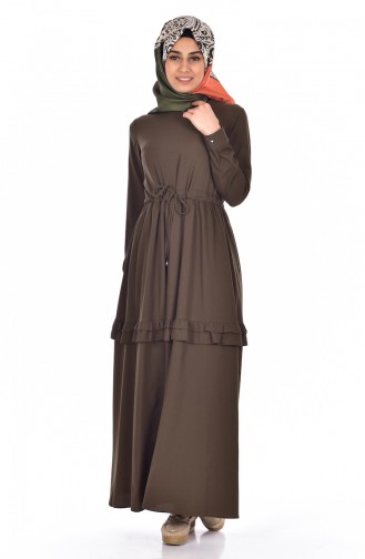 فستان بتصميم سادة مع تفاصيل بكشكش 60672-07