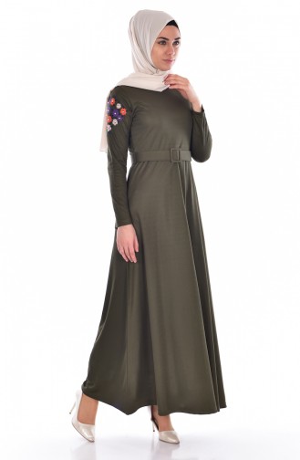 Khaki Hijab Dress 3698-07