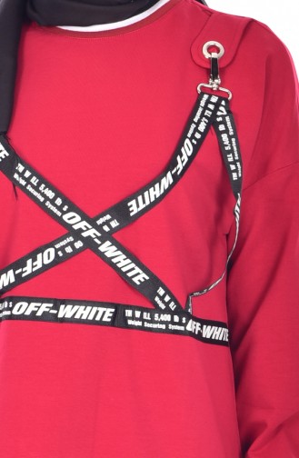 Şeritli Sweatshirt 8045-02 Kırmızı