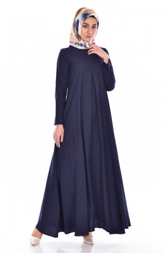 Navy Blue Hijab Dress 2909-02