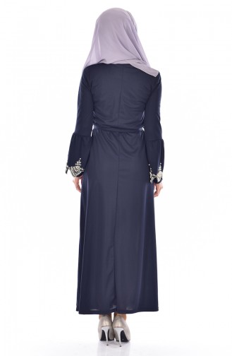 Dunkelblau Hijab Kleider 3695-02