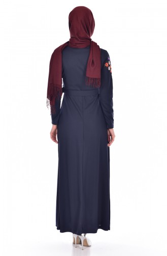 Navy Blue Hijab Dress 3698-03