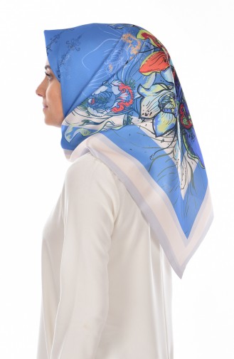 Patterned Taffeta Scarf 96000-06 Blue 06