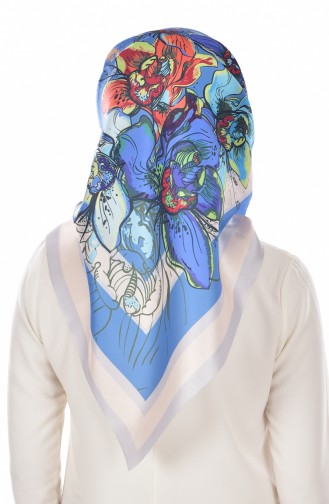 Patterned Taffeta Scarf 96000-06 Blue 06