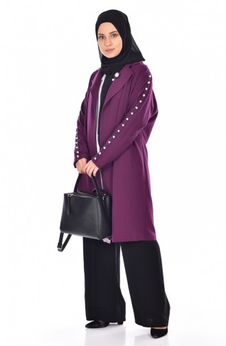 Coat with Pearls 8021-03 Purple 8021-03