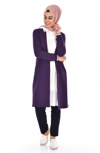 Coat with Pockets 8028-01 Purple 8028-01