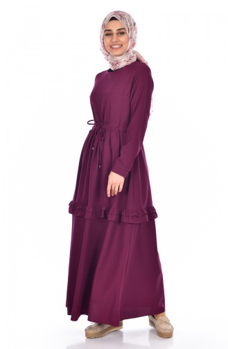فستان بتصميم سادة مع تفاصيل بكشكش 60672-04