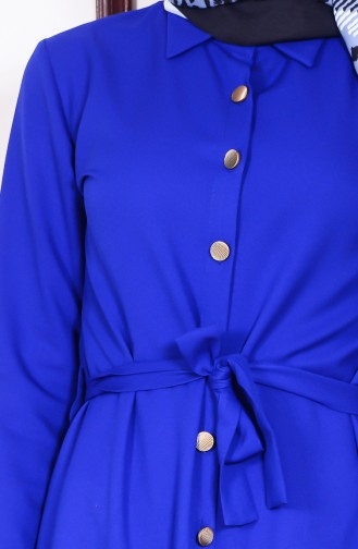 Button Detailed Dress 1160-09 Saxe Blue 1160-09