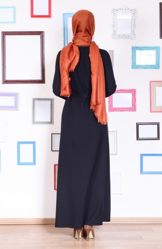 Hijab Kleid mit Knopf 1160-01 Schwarz 1160-01