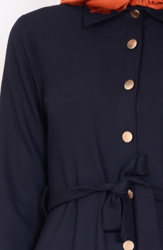Düğme Detaylı Elbise 1160-01 Siyah