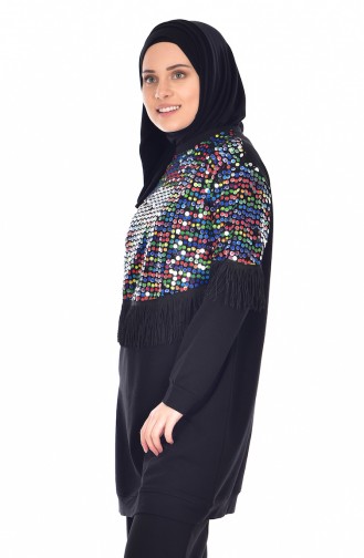 Tunika mit Fransen 8102-01 Schwarz 8102-01