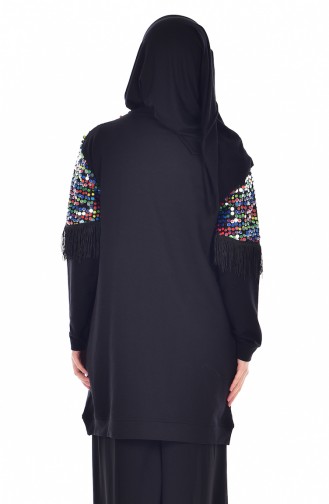 Tunika mit Fransen 8102-01 Schwarz 8102-01