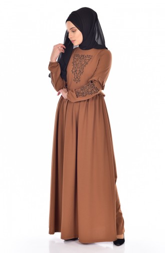 Tan Hijab Dress 1778-04