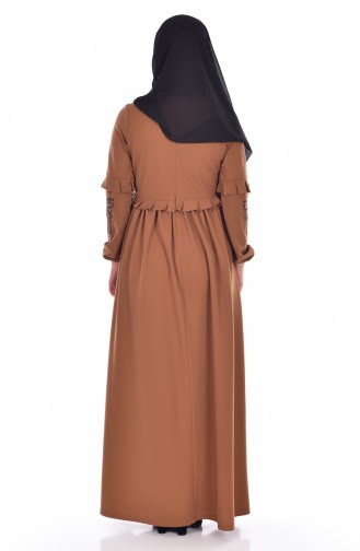 Tan Hijab Dress 1778-04