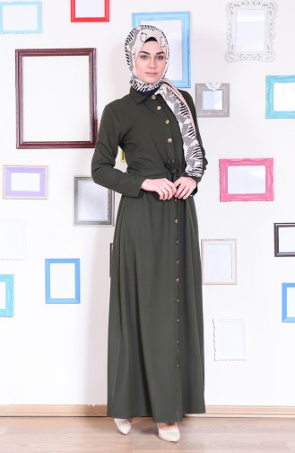 Hijab Kleid mit Knopf 1160-07 Grün 1160-07