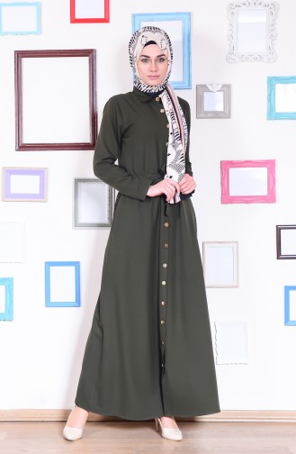 Hijab Kleid mit Knopf 1160-07 Grün 1160-07