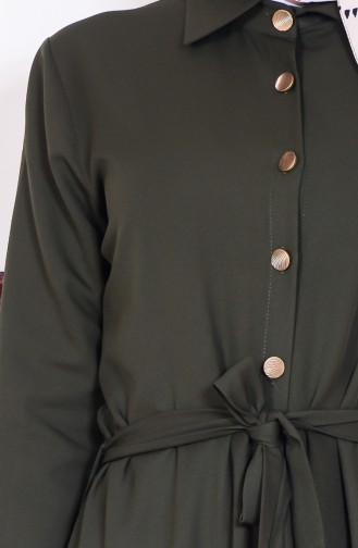 Button Detailed Dress 1160-07 Green 1160-07