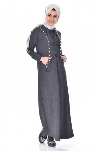 Smoke-Colored Hijab Dress 8036-07